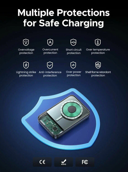 Spoljna bežična baterija UGREEN PB562, 10000mAh, 20W, PD + FQI, 1 x QI - 1 x USB-C, Crna
