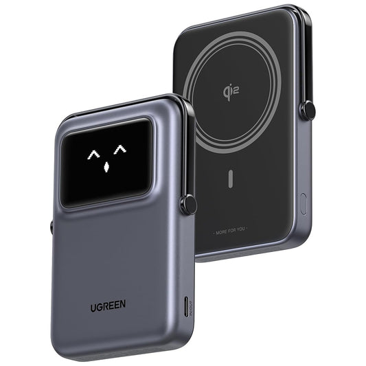 Spoljna Bežična Baterija UGREEN PB764 Uno, 10000mAh, 20W, PD + FQI, 1 x QI - 1 x USB-C, Siva
