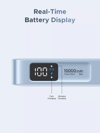 Spoljna bežična baterija UGREEN MagFlow PB773, 10000mAh, 25W, PD + FQI, 1 x QI - 2 x USB-C, Plava