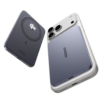 Bežična Eksterna Baterija UGREEN PB580 (75984B), 5000mAh, 15W, PD + FQI, 1 x QI - 1 x USB-C, Siva