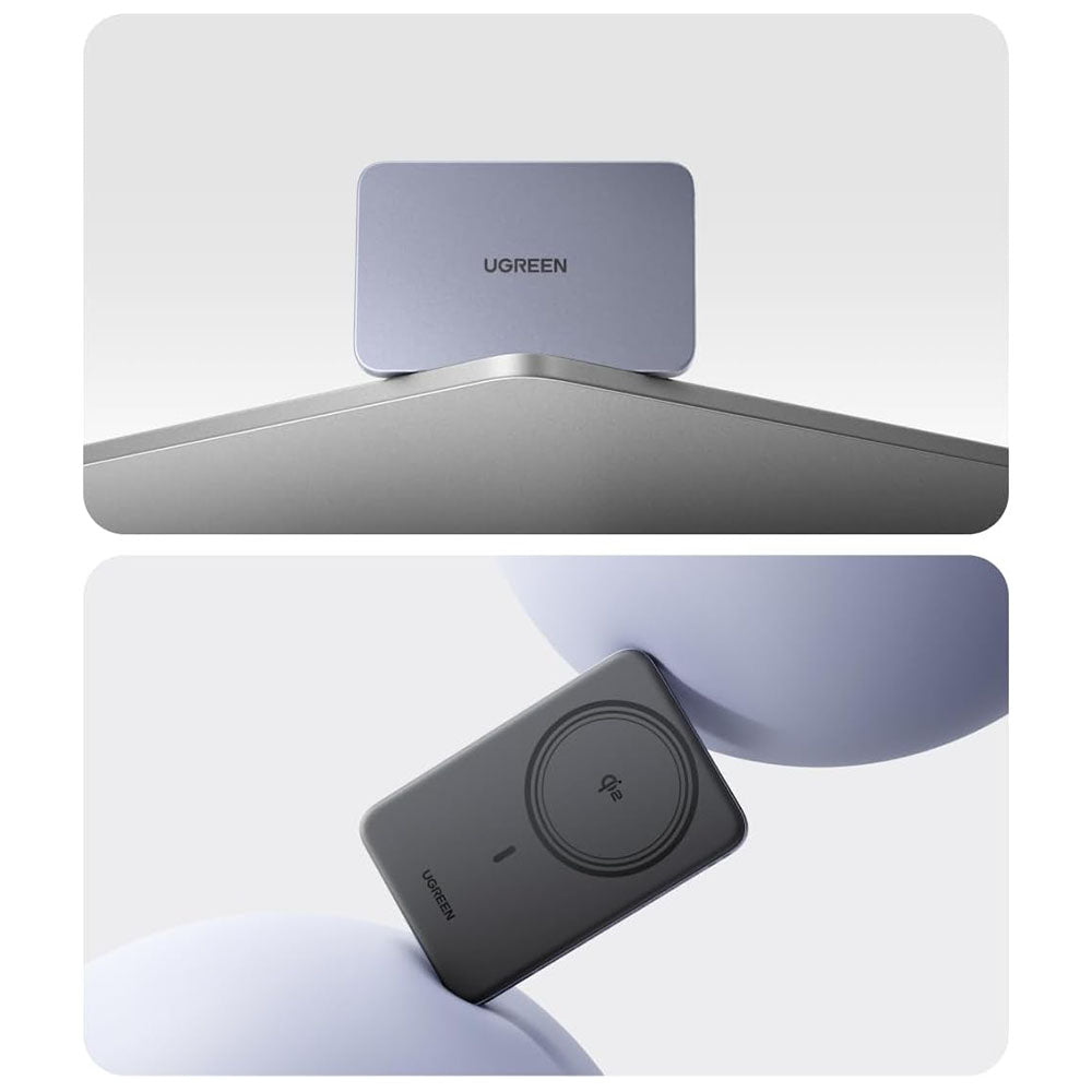 Bežična Eksterna Baterija UGREEN PB580 (75984B), 5000mAh, 15W, PD + FQI, 1 x QI - 1 x USB-C, Siva