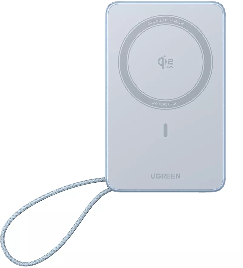 Spoljna bežična baterija UGREEN MagFlow PB773, 10000mAh, 25W, PD + FQI, 1 x QI - 2 x USB-C, Plava