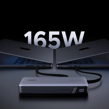 Eksterna baterija UGREEN PB726 (55995B), 25000mAh, 165W, QC + PD, 1 x USB-A - 3 x USB-C, Siva