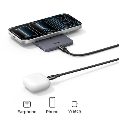 Bežična Eksterna Baterija UGREEN PB580 (75984B), 5000mAh, 15W, PD + FQI, 1 x QI - 1 x USB-C, Siva