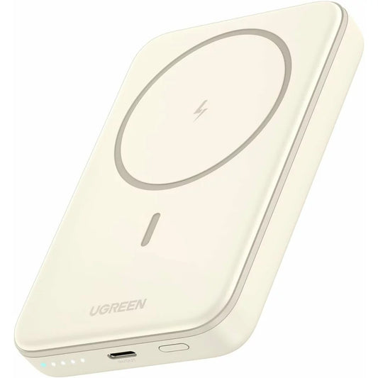 External Wireless Battery UGREEN PB561, 10000mAh, 20W, PD + FQI, 1 x QI - 1 x USB-C, Beige 