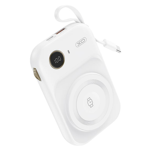 Spoljna baterija Wireless XO Design PR270, 10000mAh, 22.5W, QC + PD + QI, 1 x QI - 1 x USB-A - 1 x USB-C, Bela