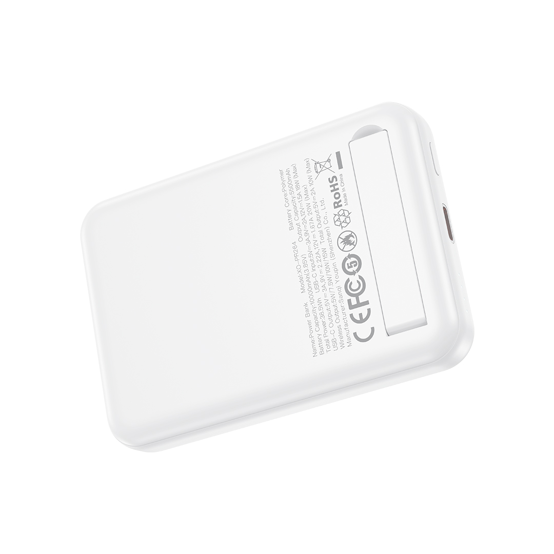 Spoljna baterija Wireless XO Design PR264, 10000mAh, 20W, PD + FQI, 1 x USB-C, Bela