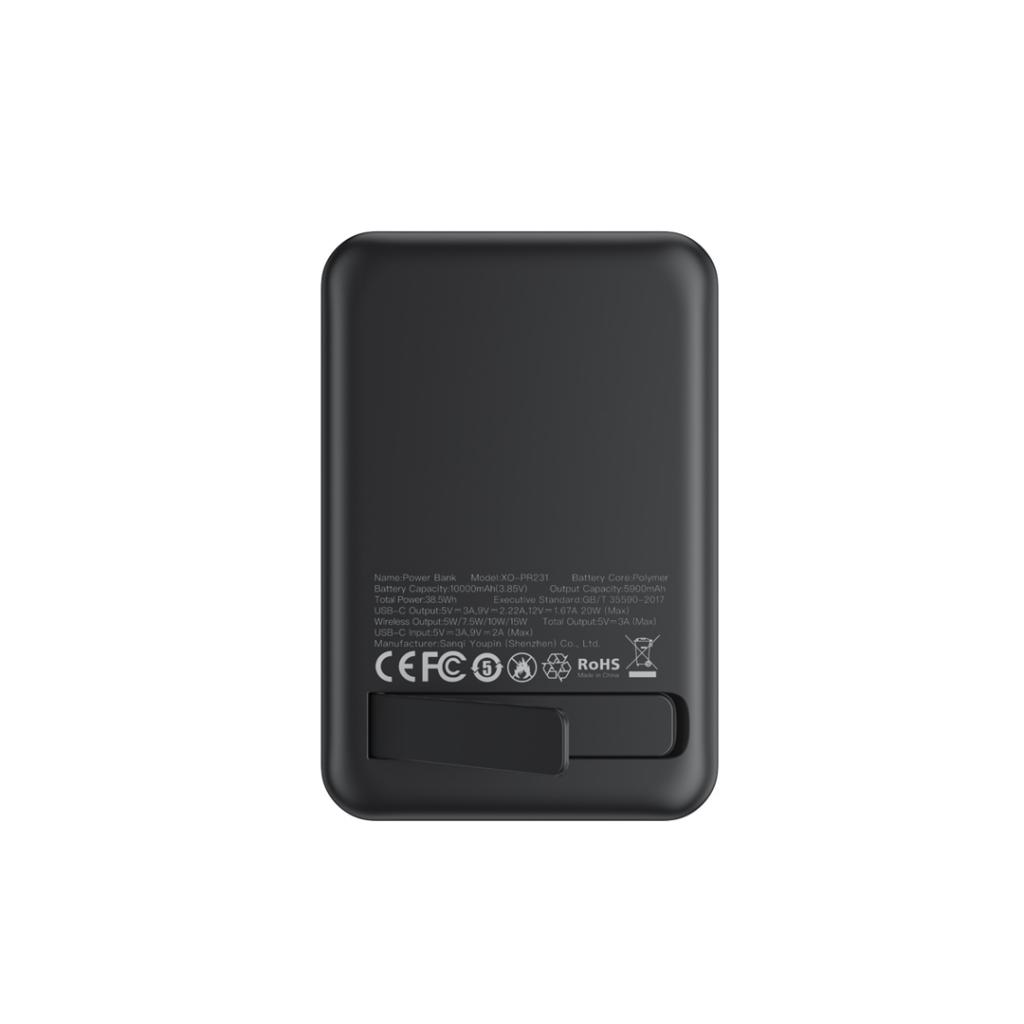 Spoljna baterija Wireless XO Design PR231, 10000mAh, 20W, PD + FQI, 1 x QI - 1 x USB-C, Crna