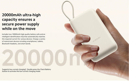 Eksterna baterija Xiaomi, 20000mAh, 33W, QC + PD, 1 x USB-A - 2 x USB-C, Bež BHR8851GL