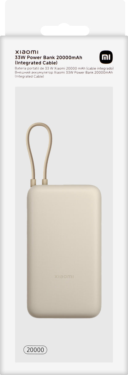 Eksterna baterija Xiaomi, 20000mAh, 33W, QC + PD, 1 x USB-A - 2 x USB-C, Bež BHR8851GL