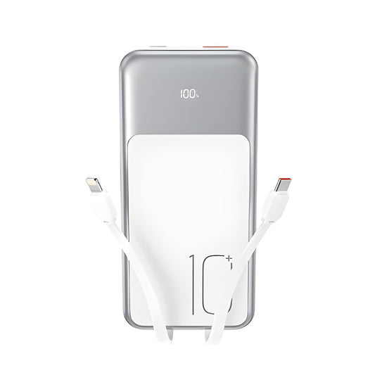 Spoljna baterija XO Design PR248, 10000mAh, 22.5W, QC + PD, 1 x Lightning - 1 x USB-A - 2 x USB-C, Bela