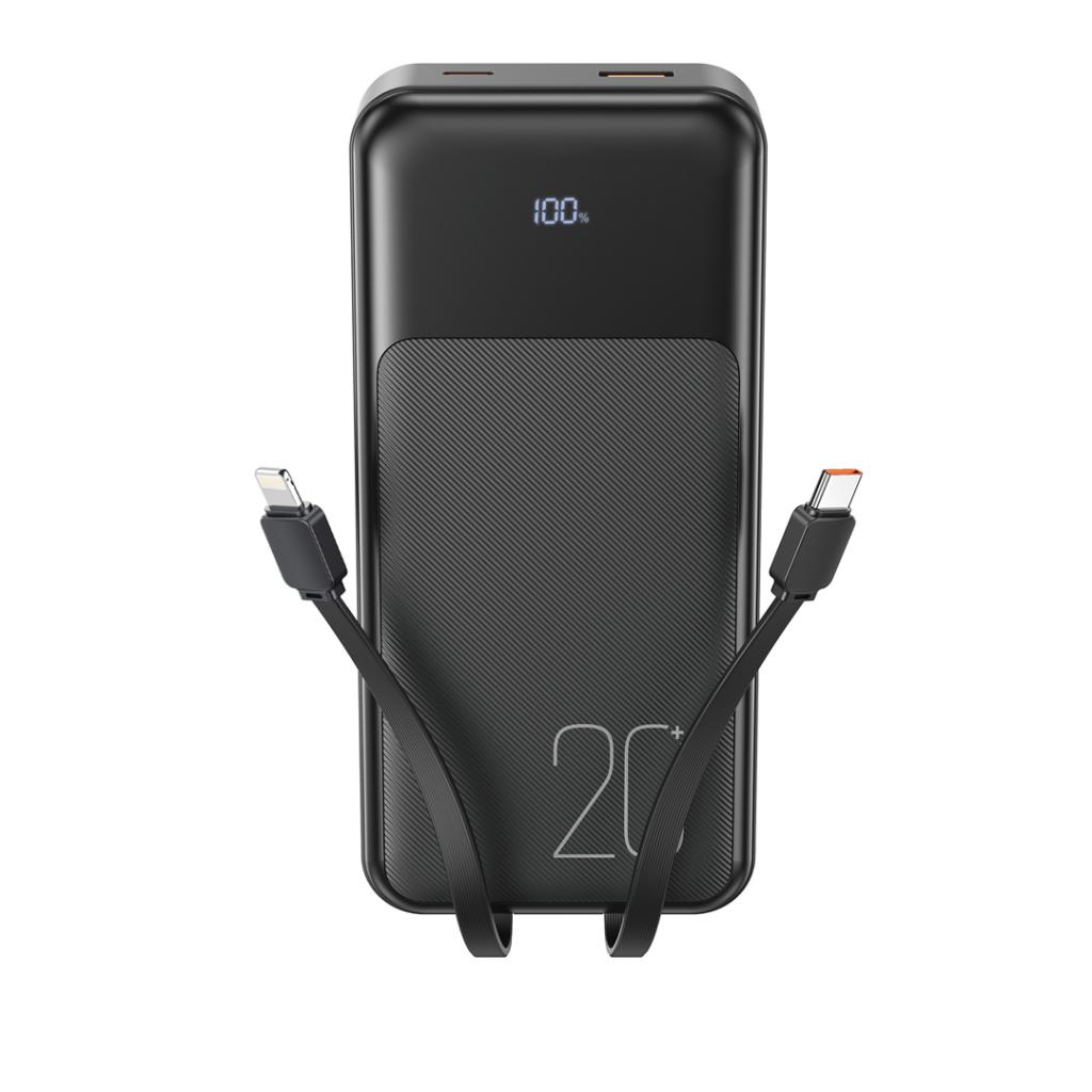 Spoljna baterija XO Design PR249, 20000mAh, 22.5W, QC + PD, 1 x Lightning - 1 x USB-A - 2 x USB-C, Crna