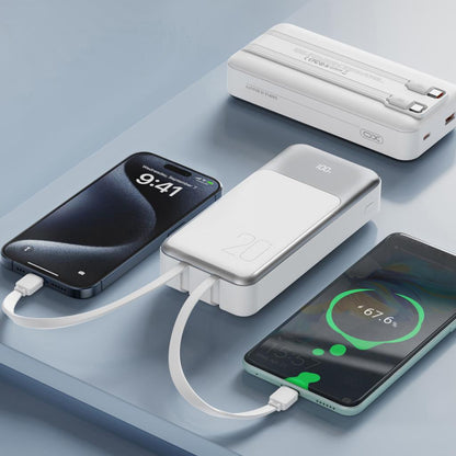 Spoljna baterija XO Design PR249, 20000mAh, 22.5W, QC + PD, 1 x Lightning - 1 x USB-A - 2 x USB-C, Bela