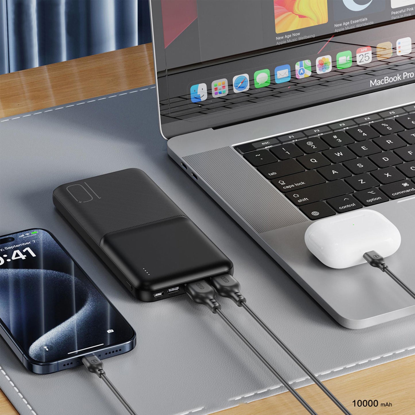 Spoljna baterija XO Design PR251, 10000mAh, 10W, 2 x USB-A, Crna