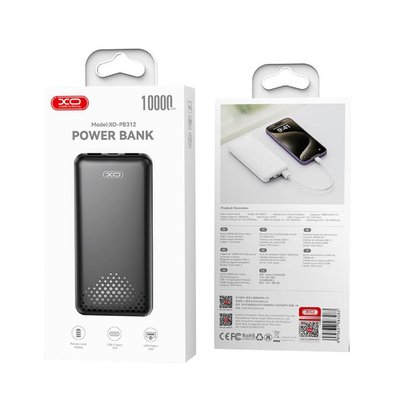 Eksterna baterija XO Design PB312, 10000mAh, 10W, 2 x USB-A, Crna