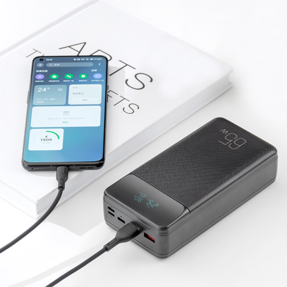 Spoljna baterija XO Design PR201, 30000mAh, 65W, QC + PD, 1 x USB-C - 2 x USB-A, Crna