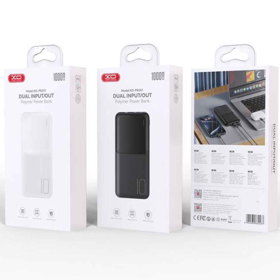 Spoljna baterija XO Design PR252, 20000mAh, 10W, 2 x USB-A, Crna