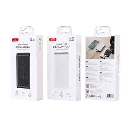 Eksterni punjač XO Design PB308, 10000mAh, 22.5W, QC + PD, 1 x USB-A - 1 x USB-C, Crna