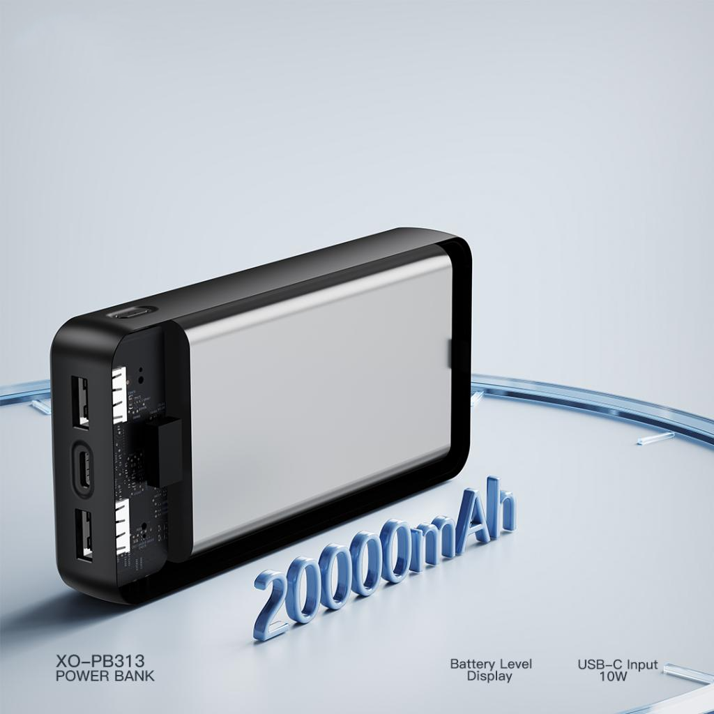 Eksterna baterija XO Design PB313, 20000mAh, 10W, 2 x USB-A, Crna