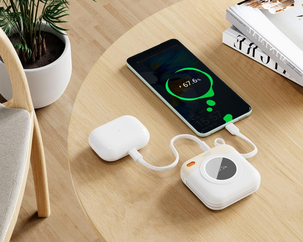 Spoljna baterija XO Design PR258, 10000mAh, 20W, QC + PD, 1 x Lightning - 1 x USB-C, Bež