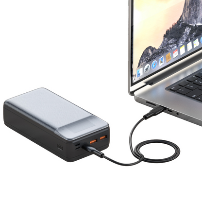 Spoljna baterija XO Design PR201, 30000mAh, 65W, QC + PD, 1 x USB-C - 2 x USB-A, Crna