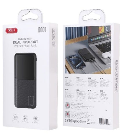 Spoljna baterija XO Design PR251, 10000mAh, 10W, 2 x USB-A, Crna
