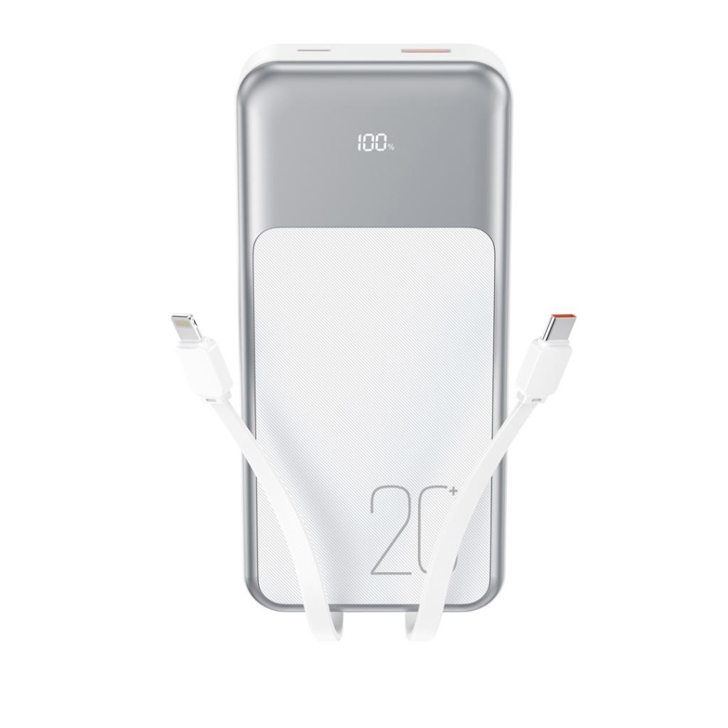 Spoljna baterija XO Design PR249, 20000mAh, 22.5W, QC + PD, 1 x Lightning - 1 x USB-A - 2 x USB-C, Bela