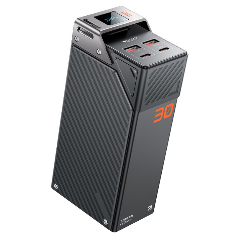 Eksterna baterija Yesido YP62, 30000mAh, 22.5W, QC + PD, 2 x USB-A - 2 x USB-C, Crna