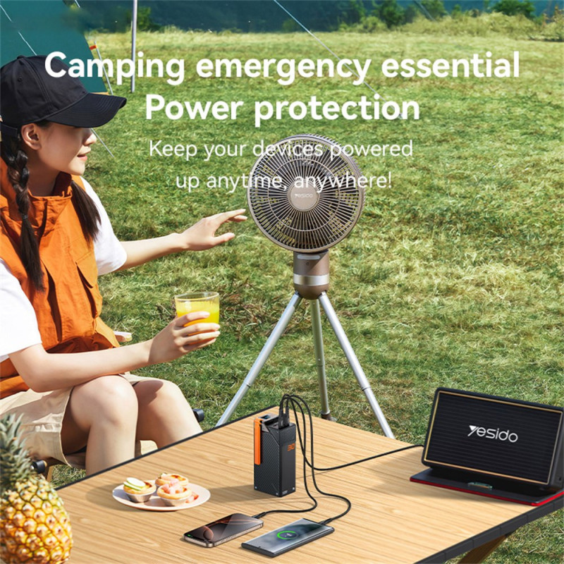 Eksterna baterija Yesido YP62, 30000mAh, 22.5W, QC + PD, 2 x USB-A - 2 x USB-C, Crna