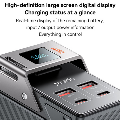 Eksterna baterija Yesido YP62, 30000mAh, 22.5W, QC + PD, 2 x USB-A - 2 x USB-C, Crna
