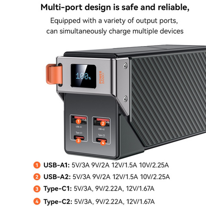 Eksterna baterija Yesido YP62, 30000mAh, 22.5W, QC + PD, 2 x USB-A - 2 x USB-C, Crna