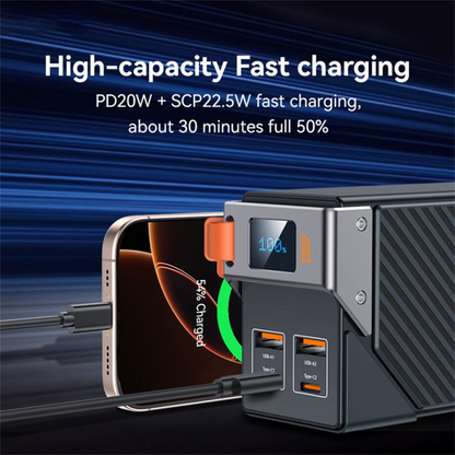 Eksterna baterija Yesido YP62, 30000mAh, 22.5W, QC + PD, 2 x USB-A - 2 x USB-C, Crna