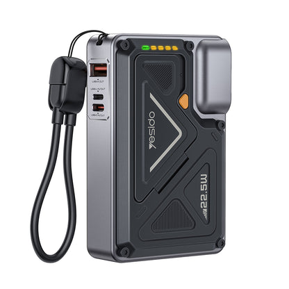 Spoljna baterija Yesido YP89, 10000mAh, 22.5W, QC + PD + FQI, 1 x Lightning - 1 x QI - 1 x USB-A - 1 x USB-C, Siva