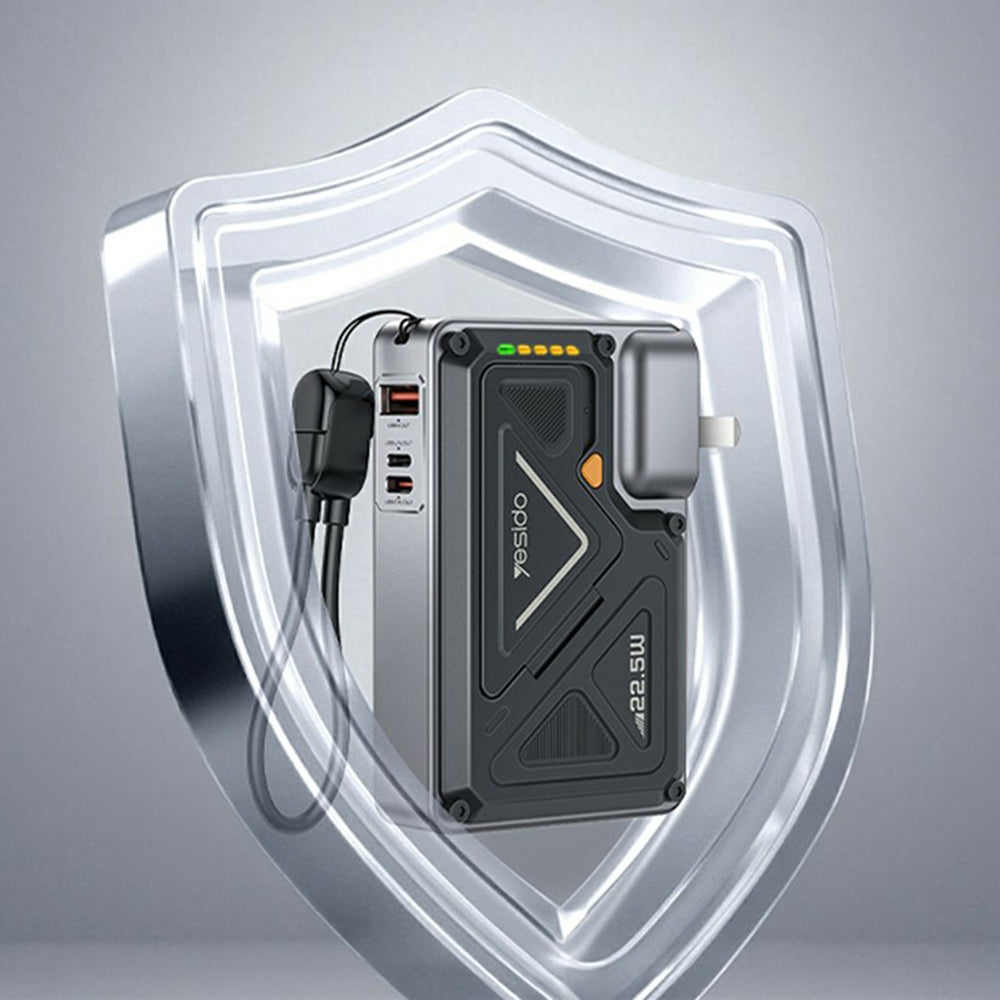 Spoljna baterija Yesido YP89, 10000mAh, 22.5W, QC + PD + FQI, 1 x Lightning - 1 x QI - 1 x USB-A - 1 x USB-C, Siva