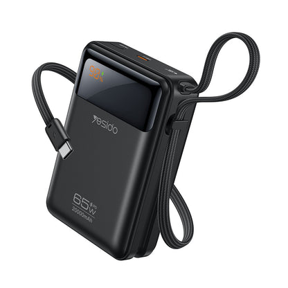 Eksterna baterija Yesido YP97, 20000mAh, 65W, PD, 2 x USB-C, Siva