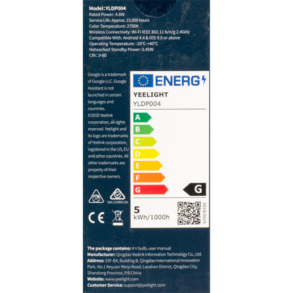 LED žarulja Yeelight W1, Wi-Fi, GU10, 4.8W, 2700K, 350lm, Set od 4 komada, Bijela YLDP004