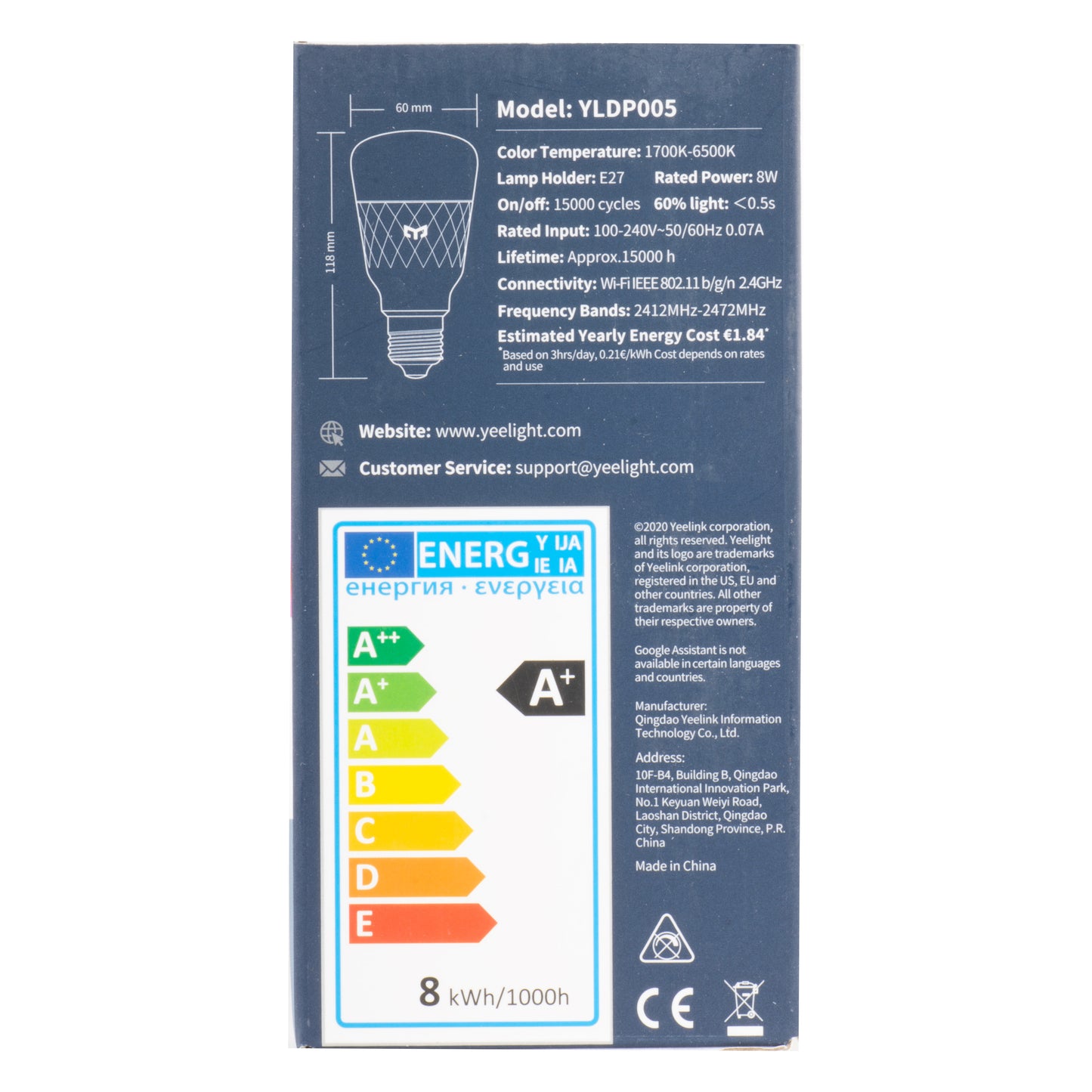 LED žarulja Yeelight W3, Wi-Fi, E27, 8W, 1700K - 6500K, 900lm, višebojna YLDP005