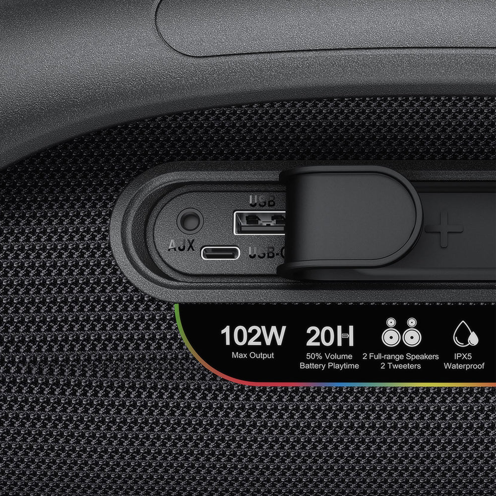 Prenosivi Bluetooth zvučnik Acefast K11 Pro, 102W, RGB, TWS, Vodootporan, Crni