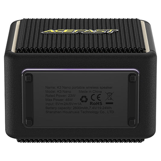 Prenosivi Bluetooth zvučnik Acefast K3 Nano, 1 x 30W - 1 x 16W, RGB, Vodootporan, Crni