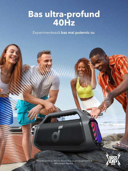 Prenosivi Bluetooth zvučnik Anker SoundCore Boom 2 Plus New Version, 140W, TWS, RGB, Vodootporan, Crna A3134012