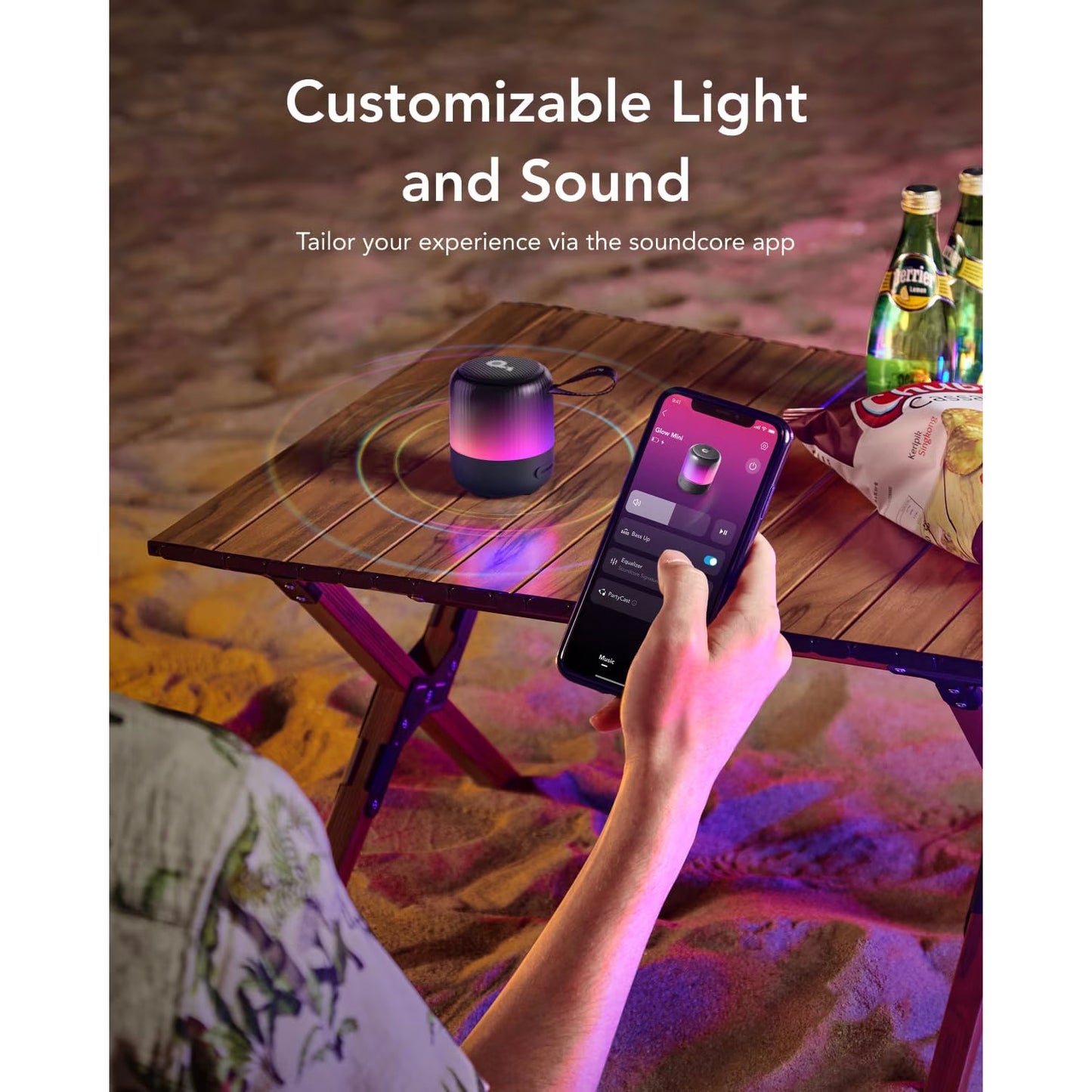 Prenosivi Bluetooth Zvučnik Anker SoundCore Glow Mini, 8W, RGB, Vodootporan, Crni A3136G11