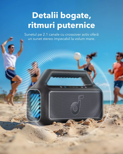 Prenosivi Bluetooth zvučnik Anker SoundCore Boom 2 Nova Verzija, 80W, TWS, RGB, Vodootporan, Crna A3138012