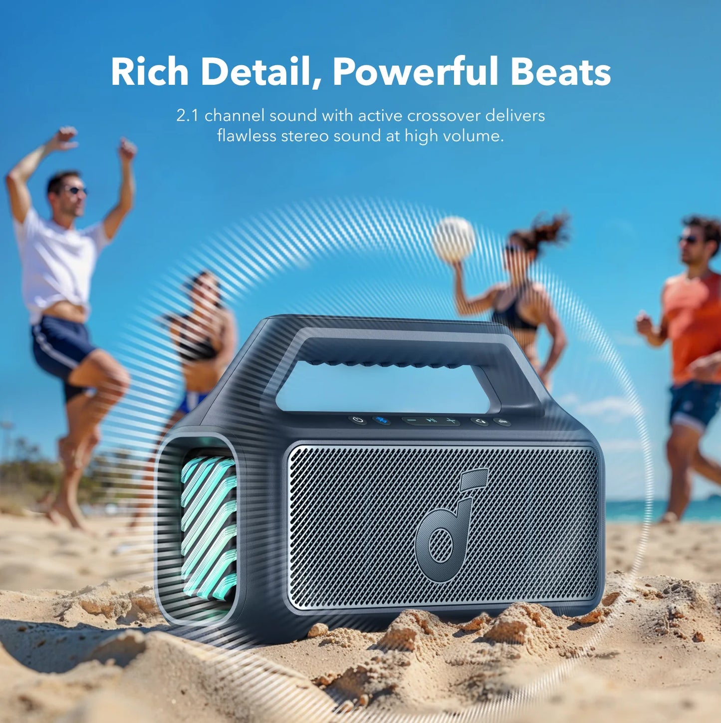 Prenosni Bluetooth zvučnik Anker SoundCore Boom 2, 80W, TWS, RGB, Vodootporan, Plavi A3138031