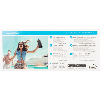 Prijenosni Bluetooth zvučnik Anker Soundcore Select 3, 16W, Vodootporan, Crni A3172G11