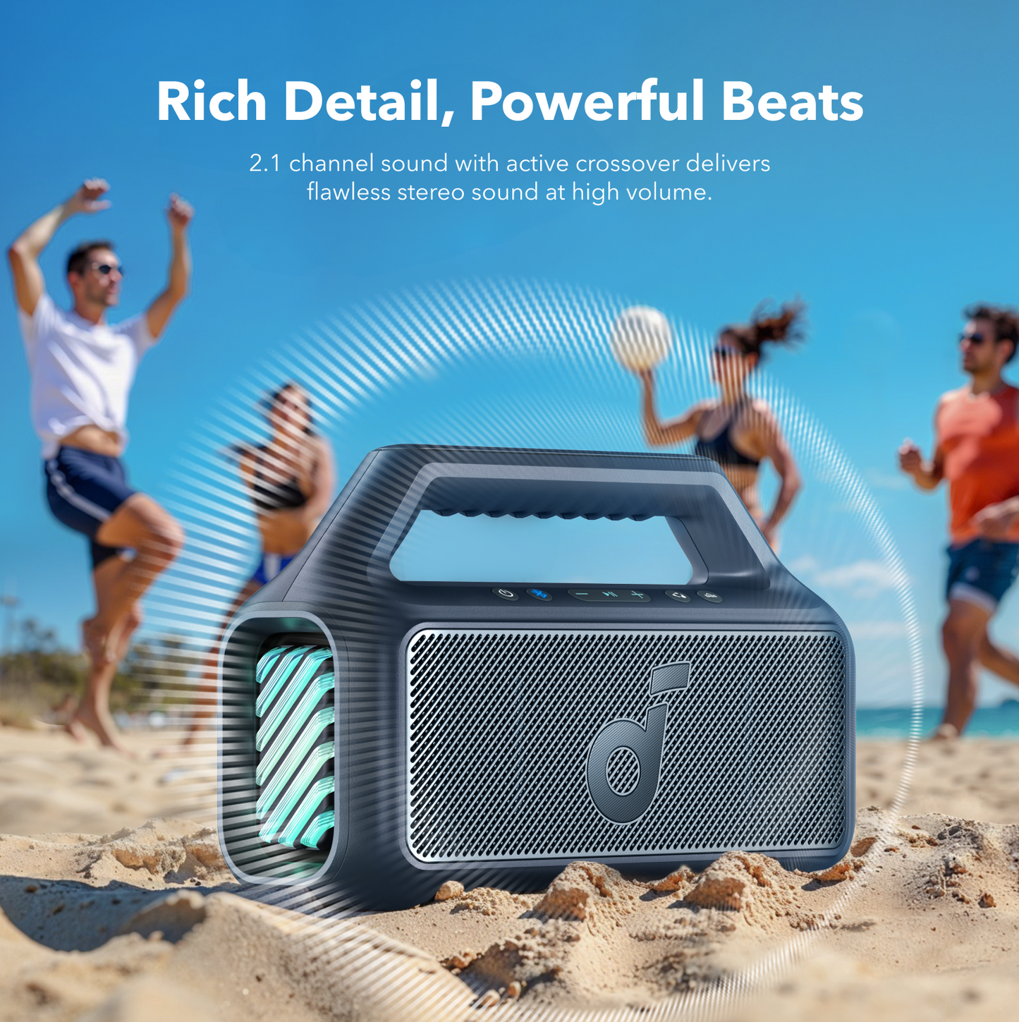 Prenosivi Bluetooth zvučnik Anker SoundCore Boom 2 Nova Verzija, 80W, TWS, RGB, Vodootporan, Plava A3138032