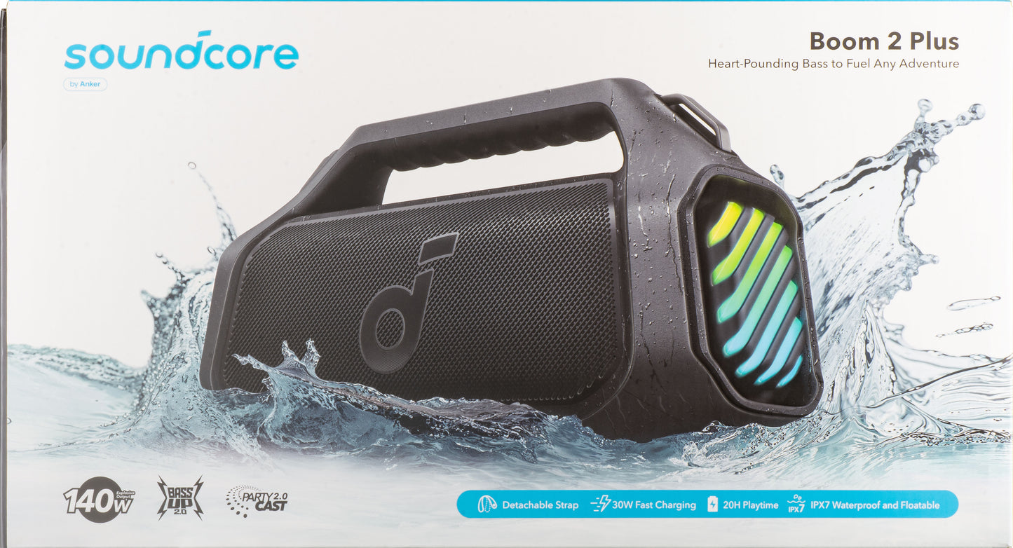 Prenosni Bluetooth zvučnik Anker SoundCore Boom 2 Plus, 140W, TWS, RGB, Vodootporan, Crni A3134011