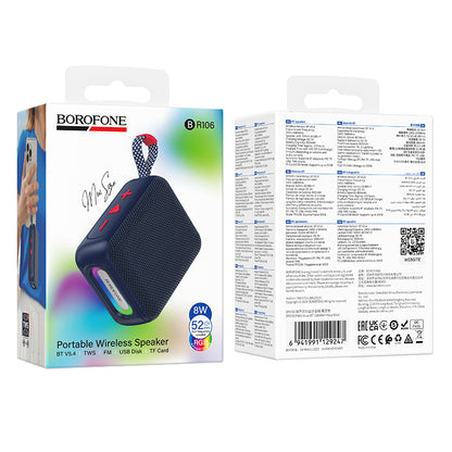 Prenosni Bluetooth zvučnik Borofone BR106 Felicitous, 8 W, TWS, RGB, tamnoplavi
