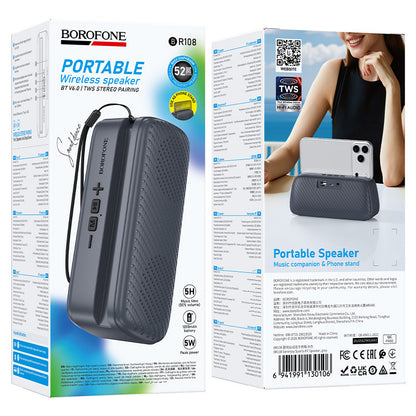Prenosni Bluetooth zvučnik Borofone BR108 Serenjoy, 5 W, TWS, sivi