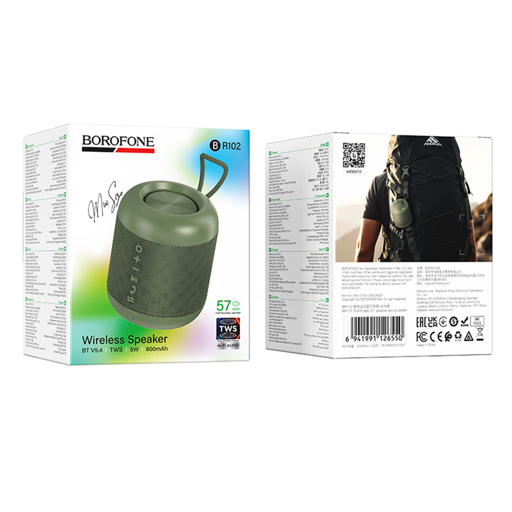 Prenosivi Bluetooth zvučnik Borofone BR102 Gratificado, 5W, TWS, Zeleni