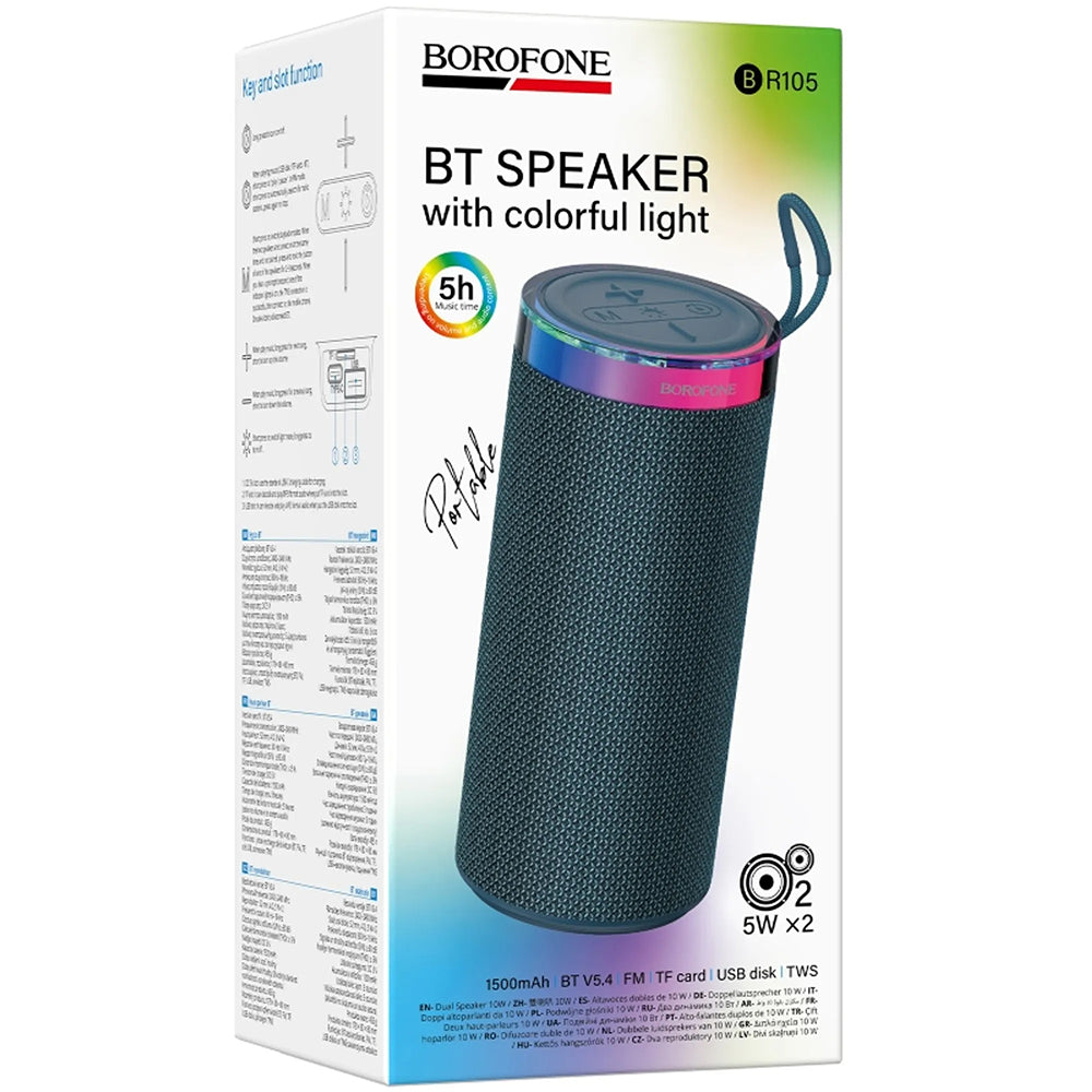 Prenosivi Bluetooth zvučnik Borofone BR105 Loud, 10W, TWS, RGB, Tamnoplavi